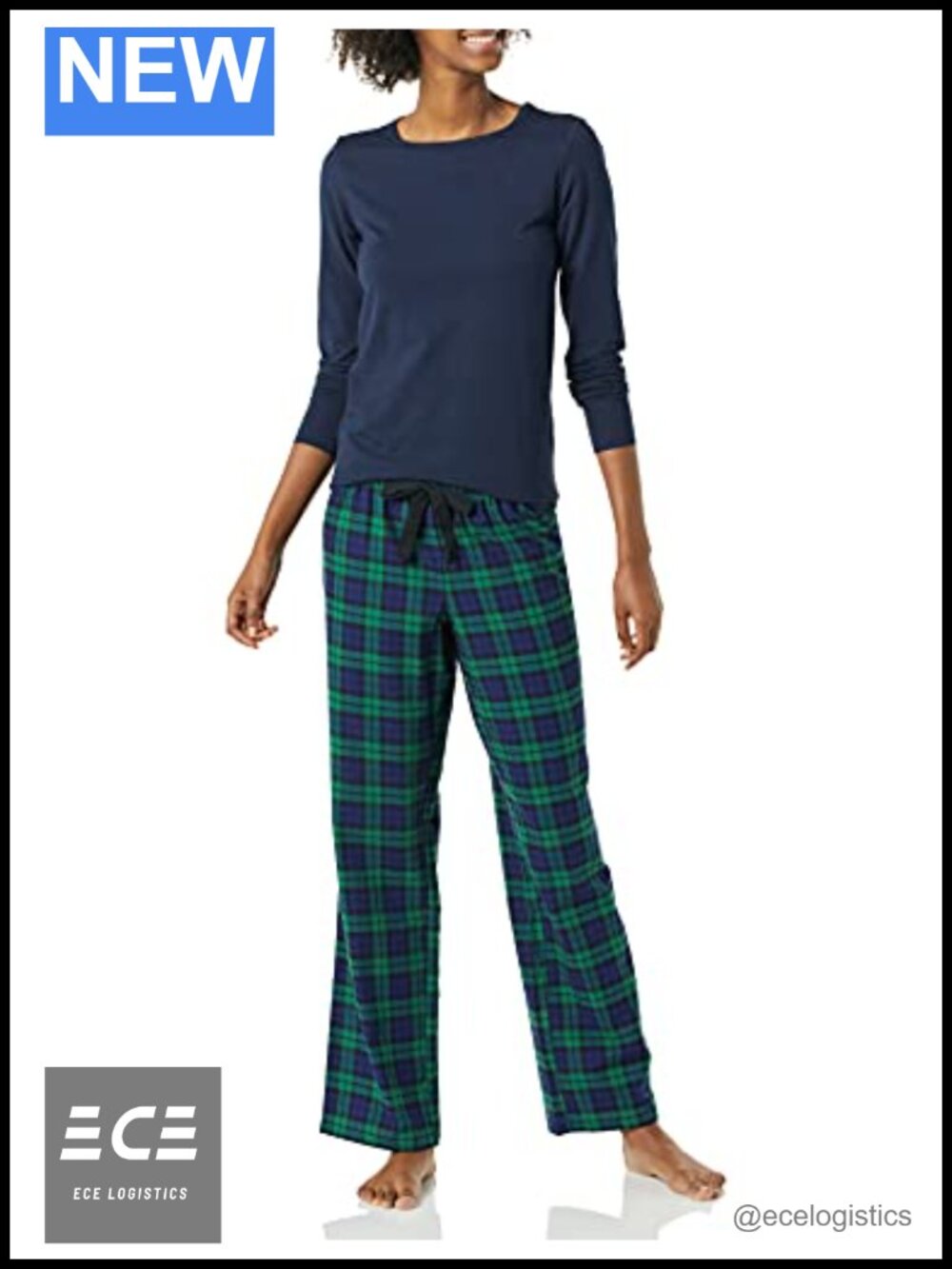 Women's Soft Flannel Pajama Set Long Sleeve Top Lounge Pants Sleepwear